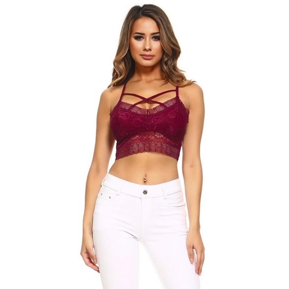 Semi Sheer Lace Bralette
with Front X Detail - Picture 7 of 10